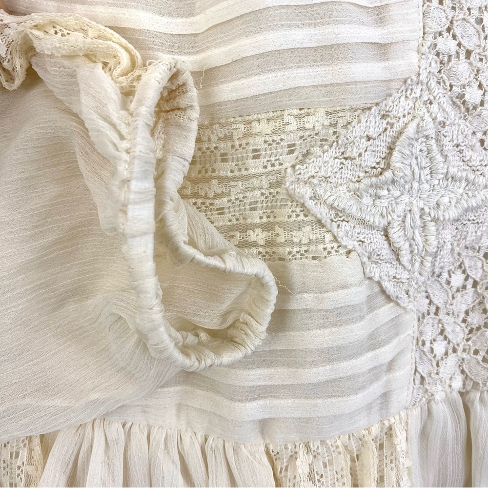 Free People Leigh Chiffon Embroidered Lace Mini Dress — Ivory (M) - Picture 6 of 7